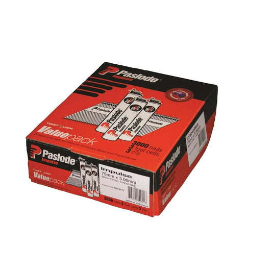 Paslode D Head Impulse Nails - 75mm - Steel - 3000 Pack - Auzzistore