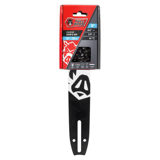 Full Boar Chainsaw Chain and Bar - 10" (254mm) - Semi Chisel - 2 Pieces - Auzzistore