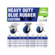 Easyroll 150mm Blue Elastic Rubber Heavy Duty Fixed Plate Castor