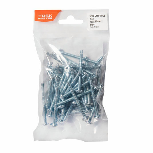 Taskmaster M4x 50mm Zinc Snap Off Screw 50 Pack - Adjustable Lengths