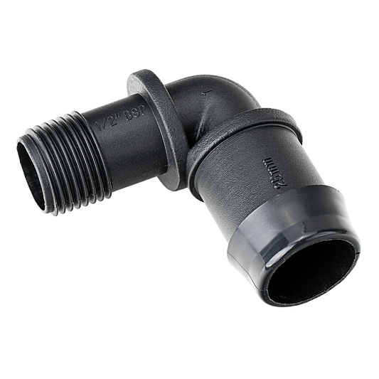 K Rain 25mm Barbed Elbow 15mm Bsp Male 5 Pack - 90° Angle - Black - Auzzistore