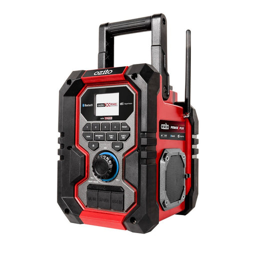 Ozito PXC Digital Radio PDRS 018 - DAB+ FM Bluetooth - 251mm x 186mm x 282mm - Water-Resistant