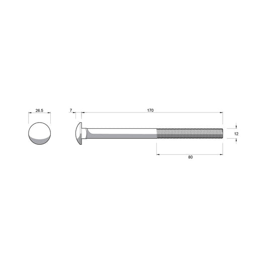 Zenith Cup Head Bolt - M12 x 170mm - Hot Dipped Galvanised - Rust Resistant – view 2 - Auzzistore