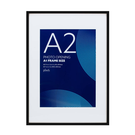 Pixel Black A1 Mat to A2 Poster Frame - 620mm x 867mm - Lightweight & Durable - Auzzistore