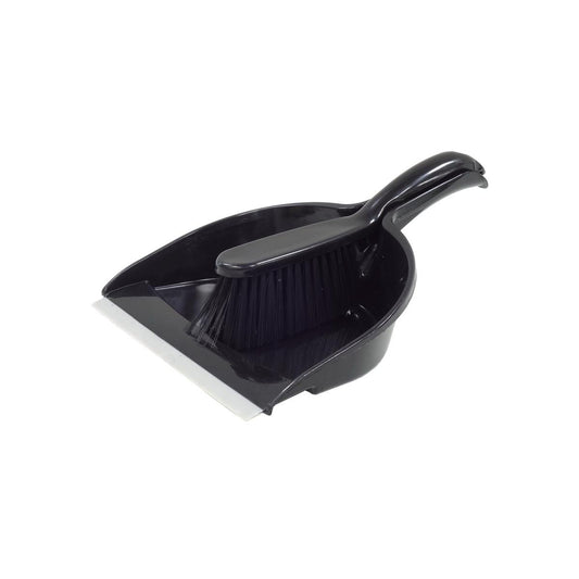 All Set Dustpan and Brush Set - Compact - Black - Soft Rubber Lip