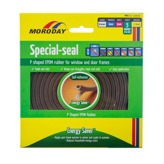 Moroday Self-Adhesive Weather Seal - 6 x 9mm - 5m - Brown - Durable EPDM - Auzzistore