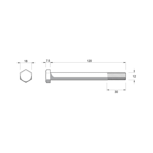 Zenith Hex Head Bolt - M12 x 120mm - 25 Pack - Stainless Steel 304 - Rust Resistant – view 2 - Auzzistore