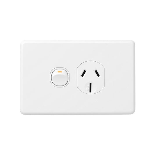 DETA X6 White 15 Amp Single Power Point - 15A Polycarbonate - Durable