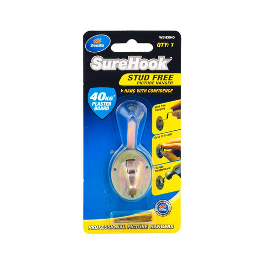 Zenith Stud Free Picture Hanger - 40kg - Zinc Plated - Durable Design