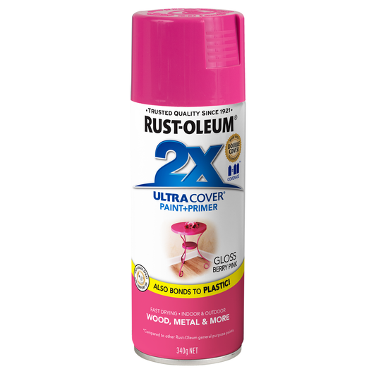 Rust-Oleum 2X Ultra Cover Gloss Berry Pink Spray Paint 340g Durable Finish - Auzzistore