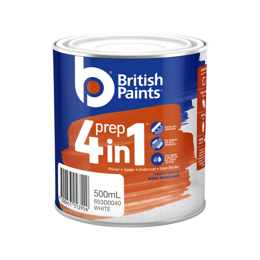 British Paints White 4 in 1 Prep Primer Sealer 500ml Water Based - Auzzistore