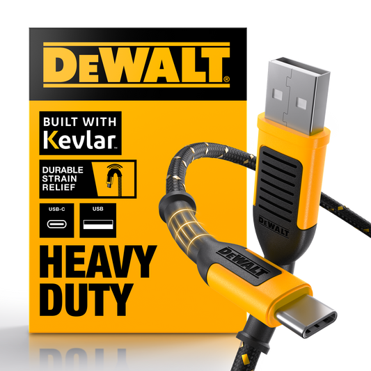 Dewalt 1.8m USB-C to USB Charging Cable - Kevlar Reinforced - Durable