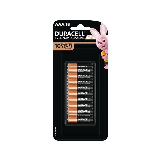 Duracell Everyday Alkaline AAA Batteries - 18 Pack - Long-lasting Power - Copper & Black