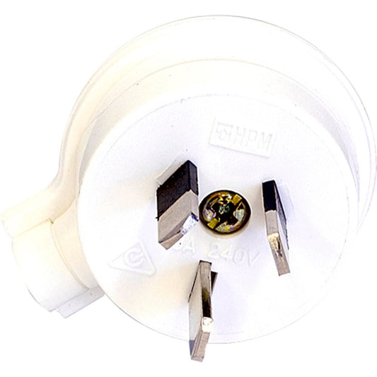 HPM 15A White 3 Pin Electrical Plug Top - PVC - Low Profile Design - Auzzistore