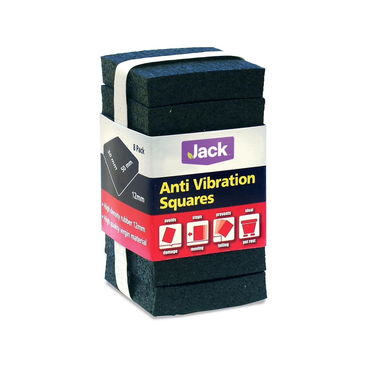 Jack Anti Vibration Squares 50x50mm 12mm Noise Suppressor 8 Pack