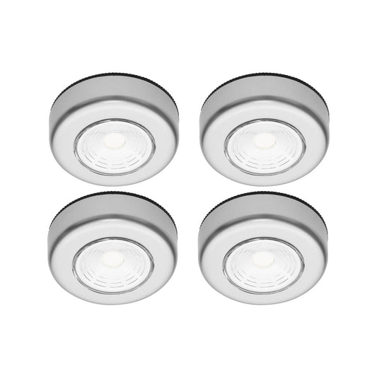 Click Led Puck Lights 4 Pack - Indoor Battery-Operated Lighting - Silver - 168mm x 25mm x 68mm – view 2