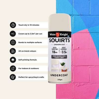 White Knight Squirts Undercoat Spray Paint 310g Solvent Based Durable