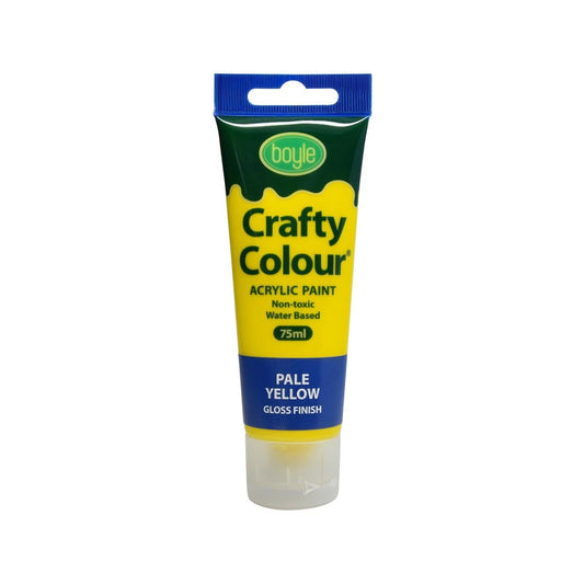 Boyle Crafty Colour Acrylic Paint - Pale Yellow - 75ml - Non-Toxic - Gloss Finish