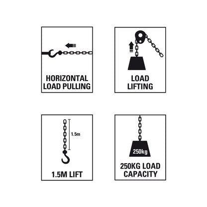 Gorilla 250kg Lever Block - 1.5m Lift - Steel - Durable Lifting Tool