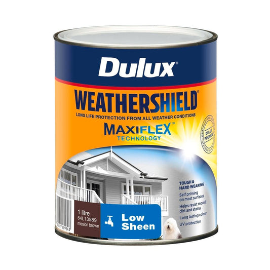 Dulux Weathershield Exterior Paint - 1L - Mission Brown - Low Sheen - Auzzistore