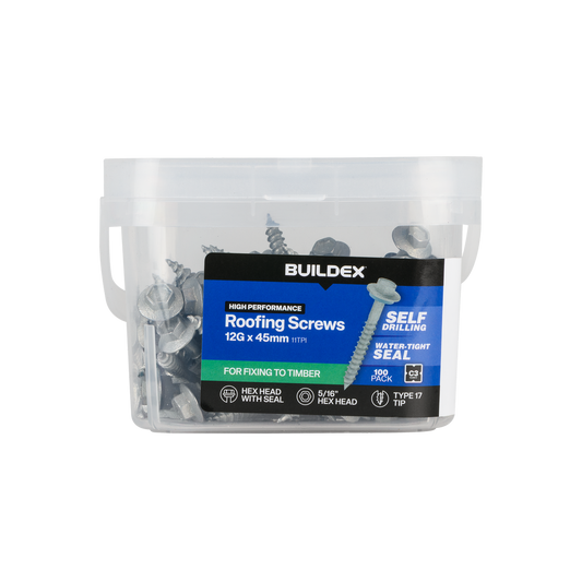 Buildex 12g x 45mm Cladding Screws - 100 Pack - Zinc-Alloy - Corrosion Resistant - Auzzistore