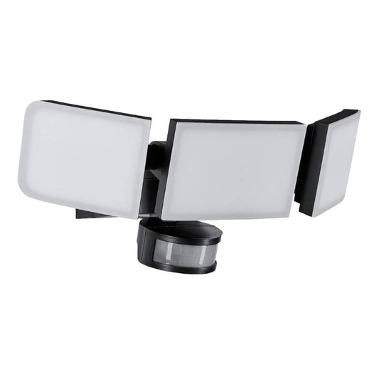 Brilliant 45W Black Fortress Triple Security Light - 3000 Lumens - Adjustable - Black - Auzzistore
