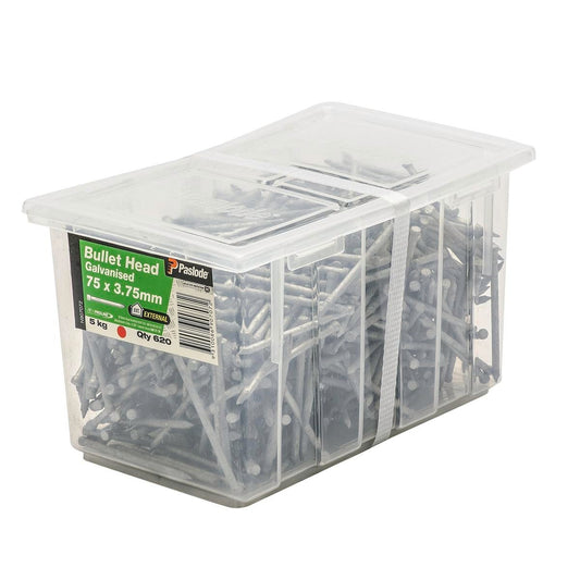 Paslode Galvanised Bullet Head Nails 75mm 3.75mm 5kg Durable - Auzzistore