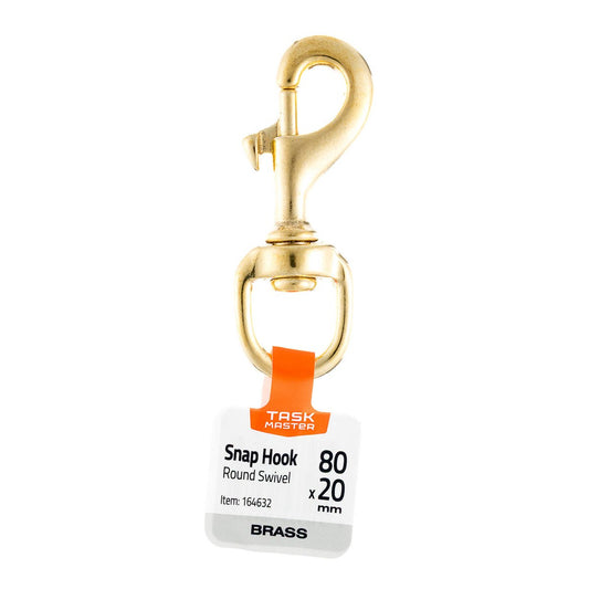 Dura Loc Snap Hook - 15 x 80mm - Brass - Round Swivel Head - Auzzistore