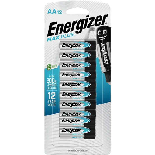 Energizer Max Plus AA - 12 Pack - Alkaline - Long Lasting Power