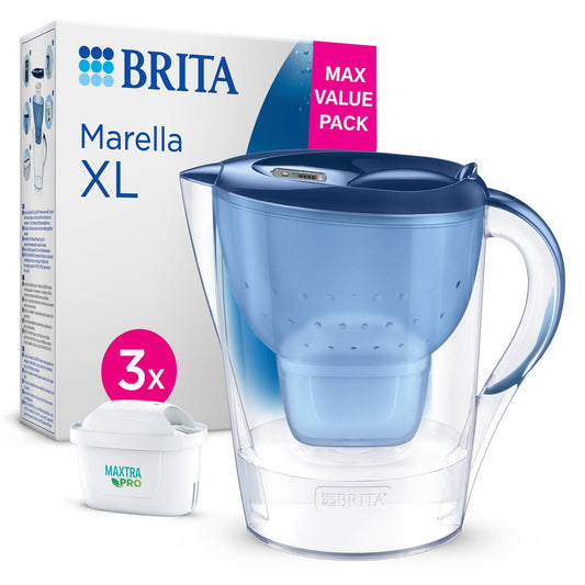 Brita Water Filter Jug Marella XL 3.5L - 3 Maxtra Pro Filters - Blue