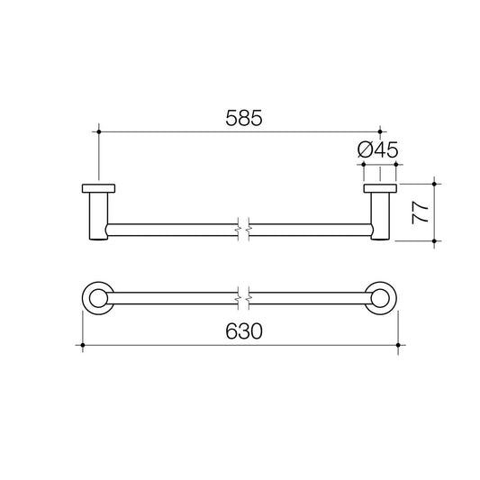 Caroma Cosmo Single Towel Rail 630mm Matte Black – view 2