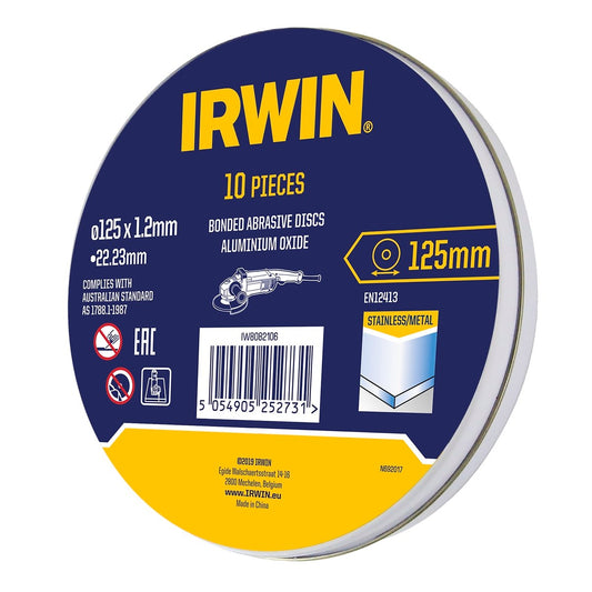 Irwin Metal Cut Off Disc 10pk - 125 x 1.2 x 22mm - Aluminium Oxide – view 2 - Auzzistore