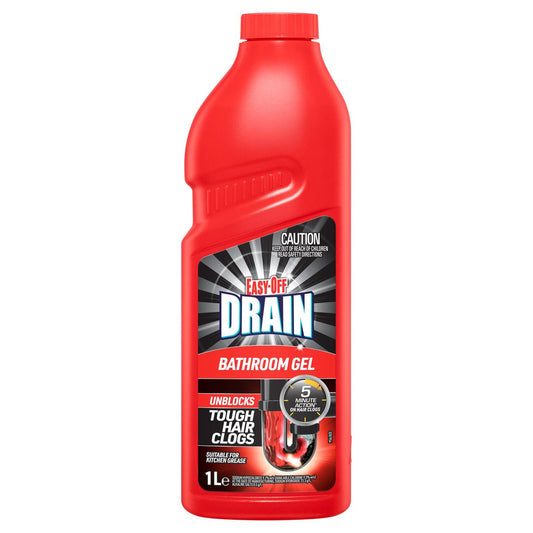 Easy Off Bathroom Gel Drain Cleaner - 1L - Unblocks Tough Clogs - Antibacterial