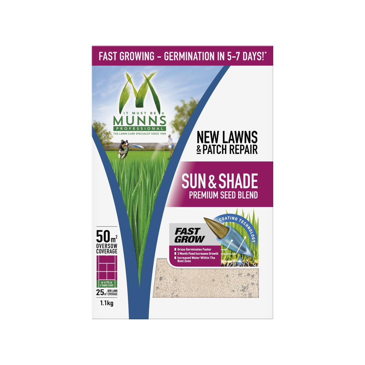 Munns Professional Lawn Seed Blend - 1.1kg - Turf Grade - Drought Tolerant