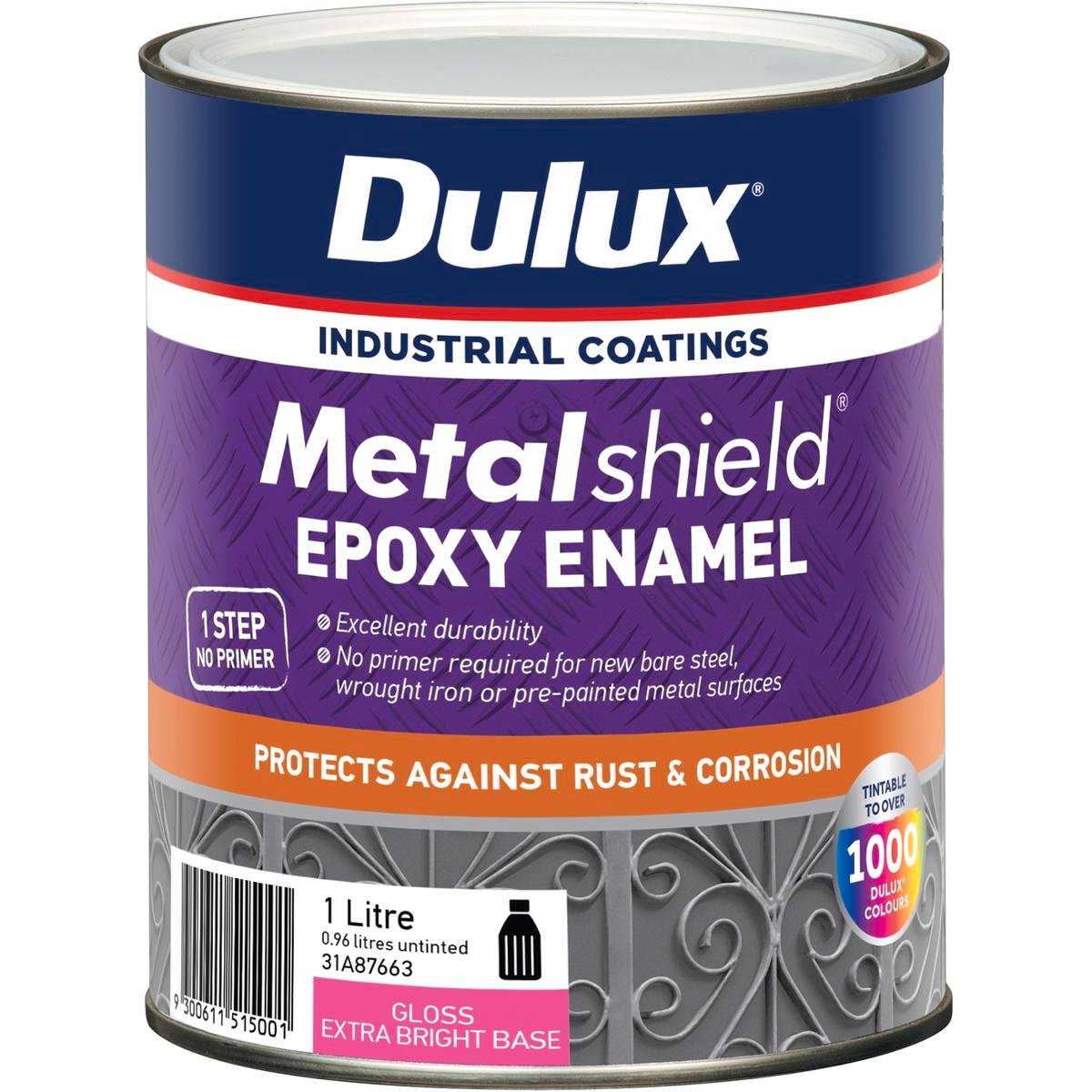 Dulux Metalshield Epoxy Enamel Gloss Paint 1L Extra Bright Durable