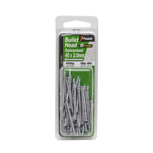 Paslode Galvanised Bullet Head Nail 40mm 2mm 100g Corrosion Resistant - Auzzistore