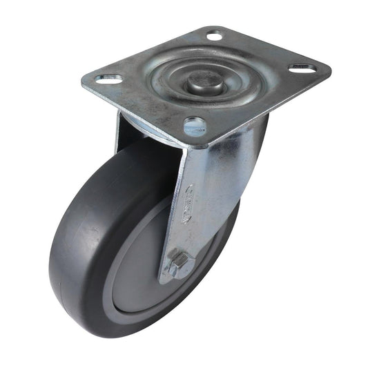 Easyroll Castor - 125mm - Grey Rubber - Heavy Duty Swivel - Auzzistore