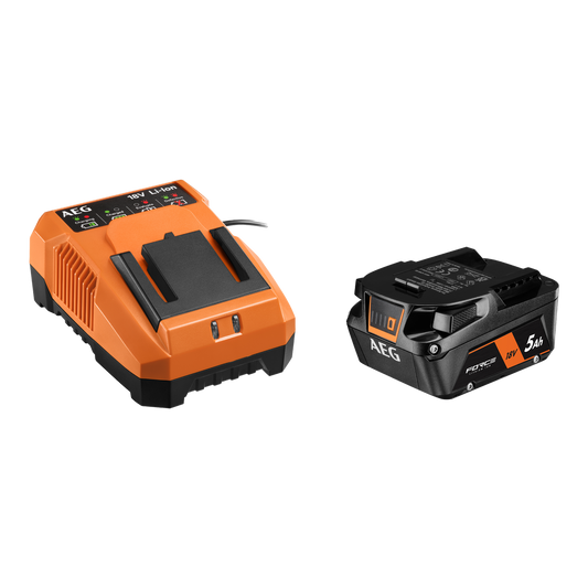 AEG 18V 5.0Ah FORCE Starter Kit - 1 Battery & Charger - Lightweight Design