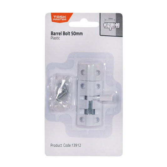 Taskmaster 50mm Plastic Barrel Bolt - Light-Duty Security Solution - Black - Auzzistore