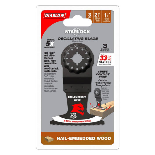 Diablo Demo Demon™ Bi-Metal Oscillating Blades - 3 Pack - 2-1/2" - Nail-Embedded Wood - Auzzistore