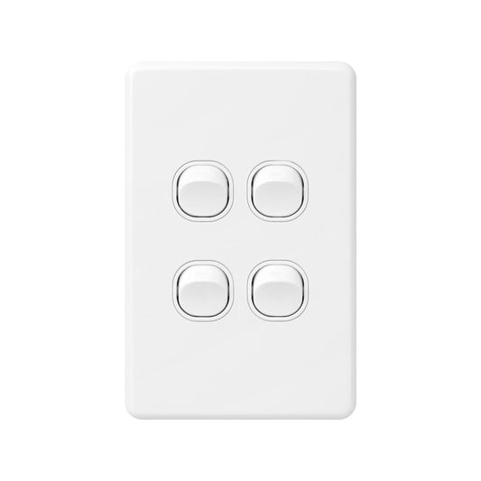 Deta X6 White Quad Vertical Switch - 4 Gang - Polycarbonate - Durable - Auzzistore
