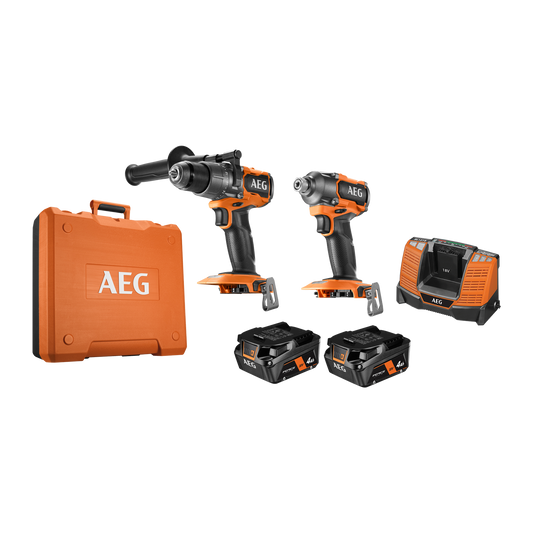 AEG 18V Brushless Force Combo Kit - 2 Piece - 4.0Ah Batteries - 90Nm Torque