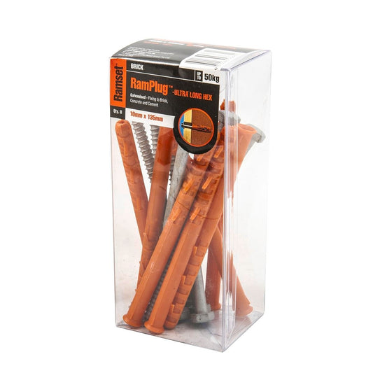 Ramset Ultra Long Hex Anchor 10 x 135mm Nylon Galvanised 8 Pack - Auzzistore