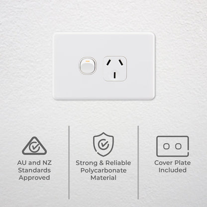 DETA X6 White 15 Amp Single Power Point - 15A Polycarbonate - Durable