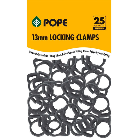 Pope 13mm Locking Clamp - 25 Pack - Secure Grip - UV Stabilised - Black - Auzzistore