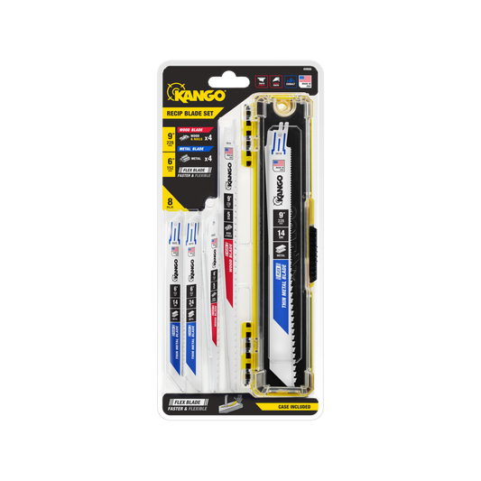 Kango 8 Piece Flex Reciprocating Saw Blade Set - 6" & 9" Blades - Metal & Wood
