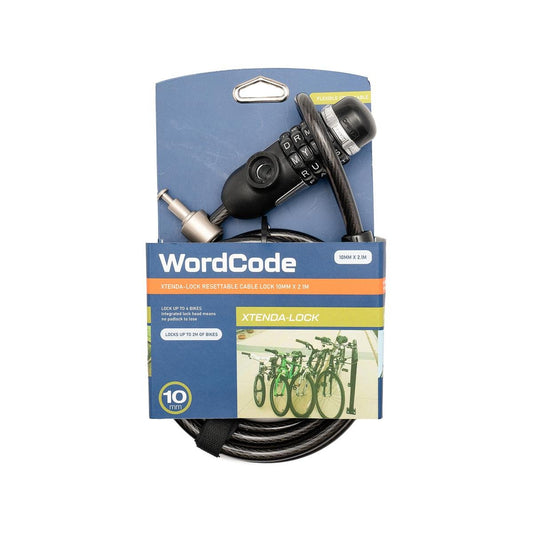 Wordcode Xtenda Resettable Bikelock - 10mm x 2.1m - Flexible Steel Cable - Auzzistore