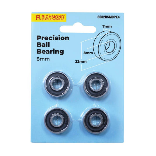 Richmond Precision Ball Bearings 4 Pack - 22 x 8 x 7mm - Rubber Sealed - Auzzistore