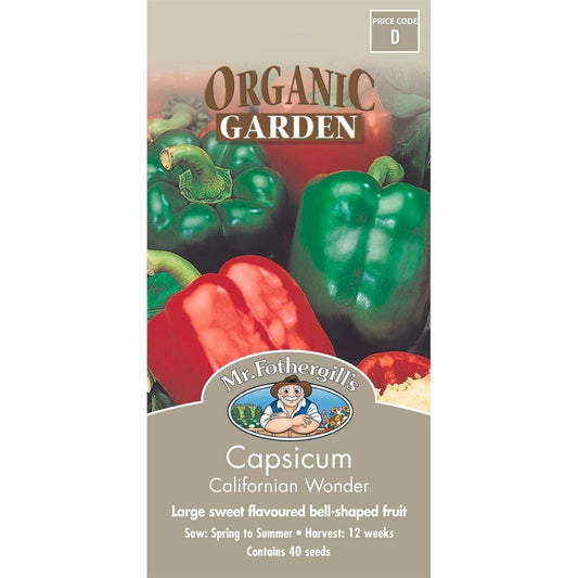 Mr Fothergill Capsicum Californian Wonder Seeds 75mm Thick Walled - Auzzistore