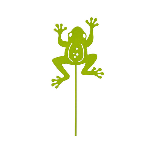 Northcote Pottery Decorative Flat Metal Frog Stake - Weather Resistant - 17mm x 60mm - Fun Garden Accessory